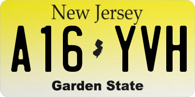 NJ license plate A16YVH