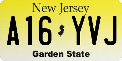 NJ license plate A16YVJ