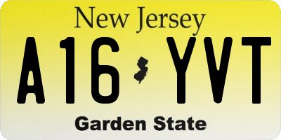 NJ license plate A16YVT