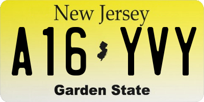 NJ license plate A16YVY