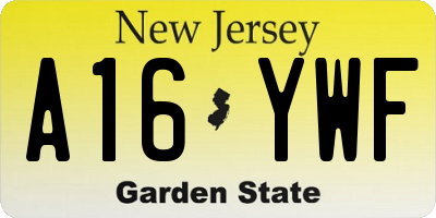 NJ license plate A16YWF