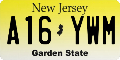 NJ license plate A16YWM