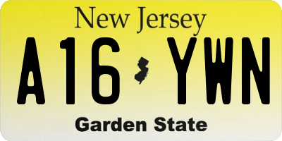 NJ license plate A16YWN