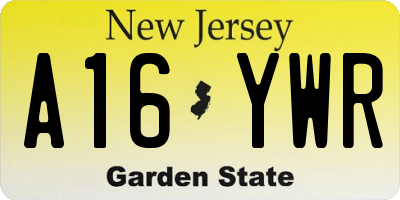 NJ license plate A16YWR