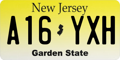 NJ license plate A16YXH