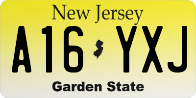 NJ license plate A16YXJ