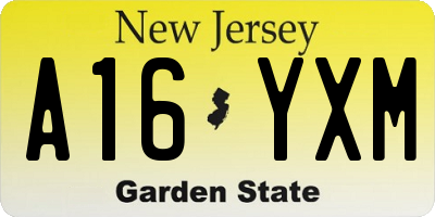 NJ license plate A16YXM