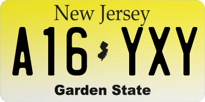 NJ license plate A16YXY