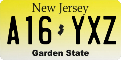 NJ license plate A16YXZ