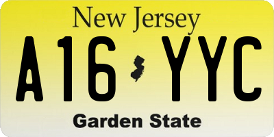 NJ license plate A16YYC