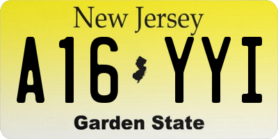 NJ license plate A16YYI