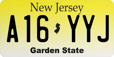 NJ license plate A16YYJ