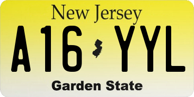 NJ license plate A16YYL