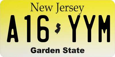 NJ license plate A16YYM