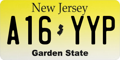 NJ license plate A16YYP