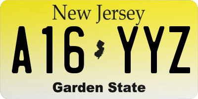 NJ license plate A16YYZ
