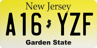 NJ license plate A16YZF