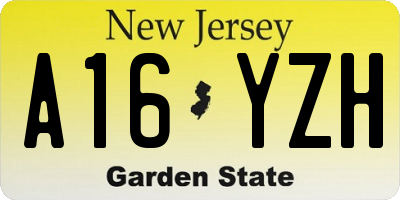NJ license plate A16YZH