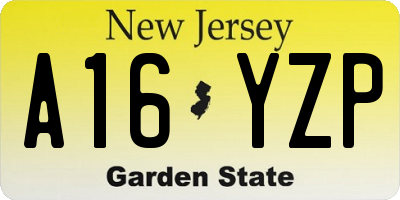 NJ license plate A16YZP