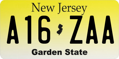NJ license plate A16ZAA