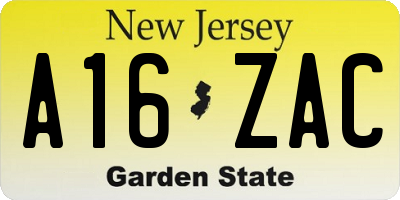 NJ license plate A16ZAC