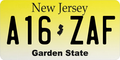 NJ license plate A16ZAF