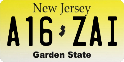 NJ license plate A16ZAI