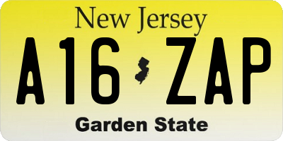 NJ license plate A16ZAP