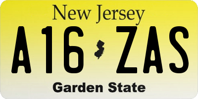 NJ license plate A16ZAS