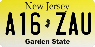 NJ license plate A16ZAU