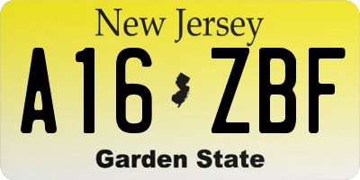 NJ license plate A16ZBF