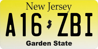 NJ license plate A16ZBI