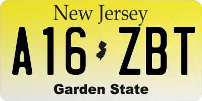 NJ license plate A16ZBT