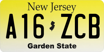 NJ license plate A16ZCB