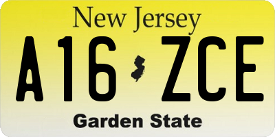 NJ license plate A16ZCE