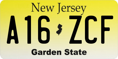 NJ license plate A16ZCF