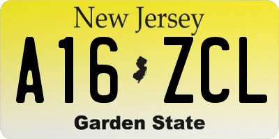 NJ license plate A16ZCL
