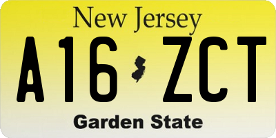 NJ license plate A16ZCT