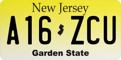 NJ license plate A16ZCU