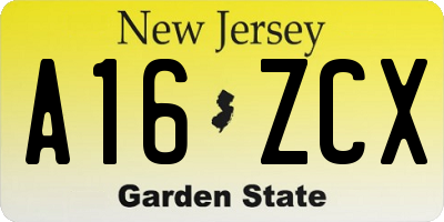 NJ license plate A16ZCX