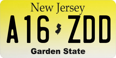 NJ license plate A16ZDD
