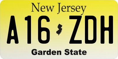 NJ license plate A16ZDH