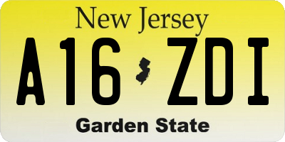 NJ license plate A16ZDI