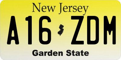 NJ license plate A16ZDM