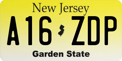 NJ license plate A16ZDP