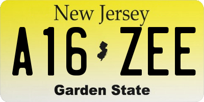 NJ license plate A16ZEE