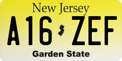 NJ license plate A16ZEF