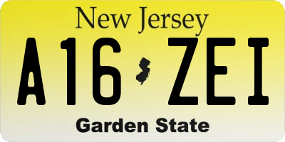NJ license plate A16ZEI