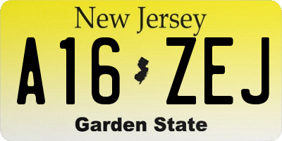 NJ license plate A16ZEJ