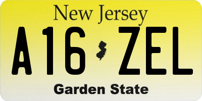 NJ license plate A16ZEL